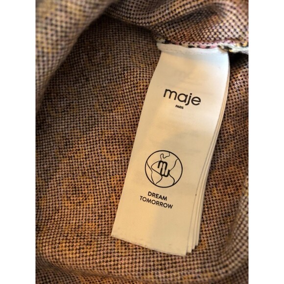Maje Monasty Graphic Cardigan Sweater Buttons V-neck Pockets Sz 2 Urban Parisian - Picture 5 of 9